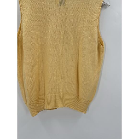 Fia Vintage Knit Tank Womens Large Yellow Sleeveless Sweater Cotton Pullover Top - Picture 14 of 16